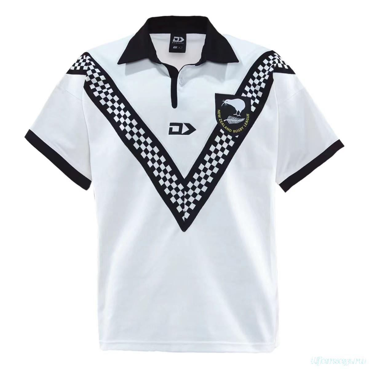 2024 New Zealand Kiwis White with Black Checkerboard V Pattern Jersey