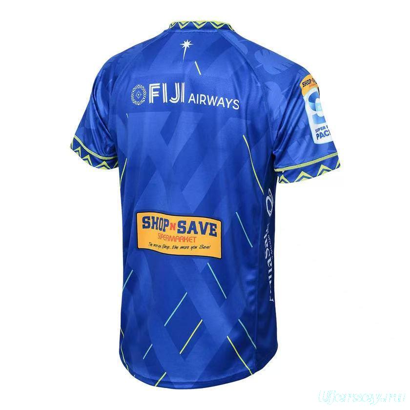 25/26 Fijian Drua Royal Blue with Geometric Pattern Home Jersey