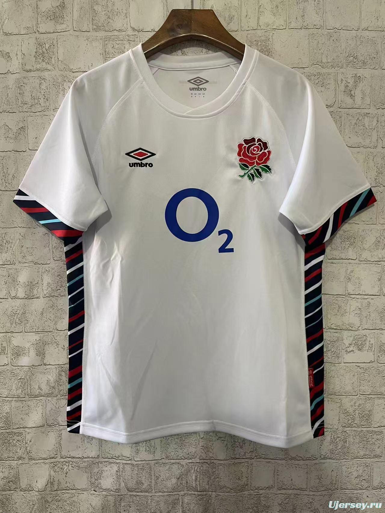 2025 England White with Diagonal Stripe Pattern Home Jersey