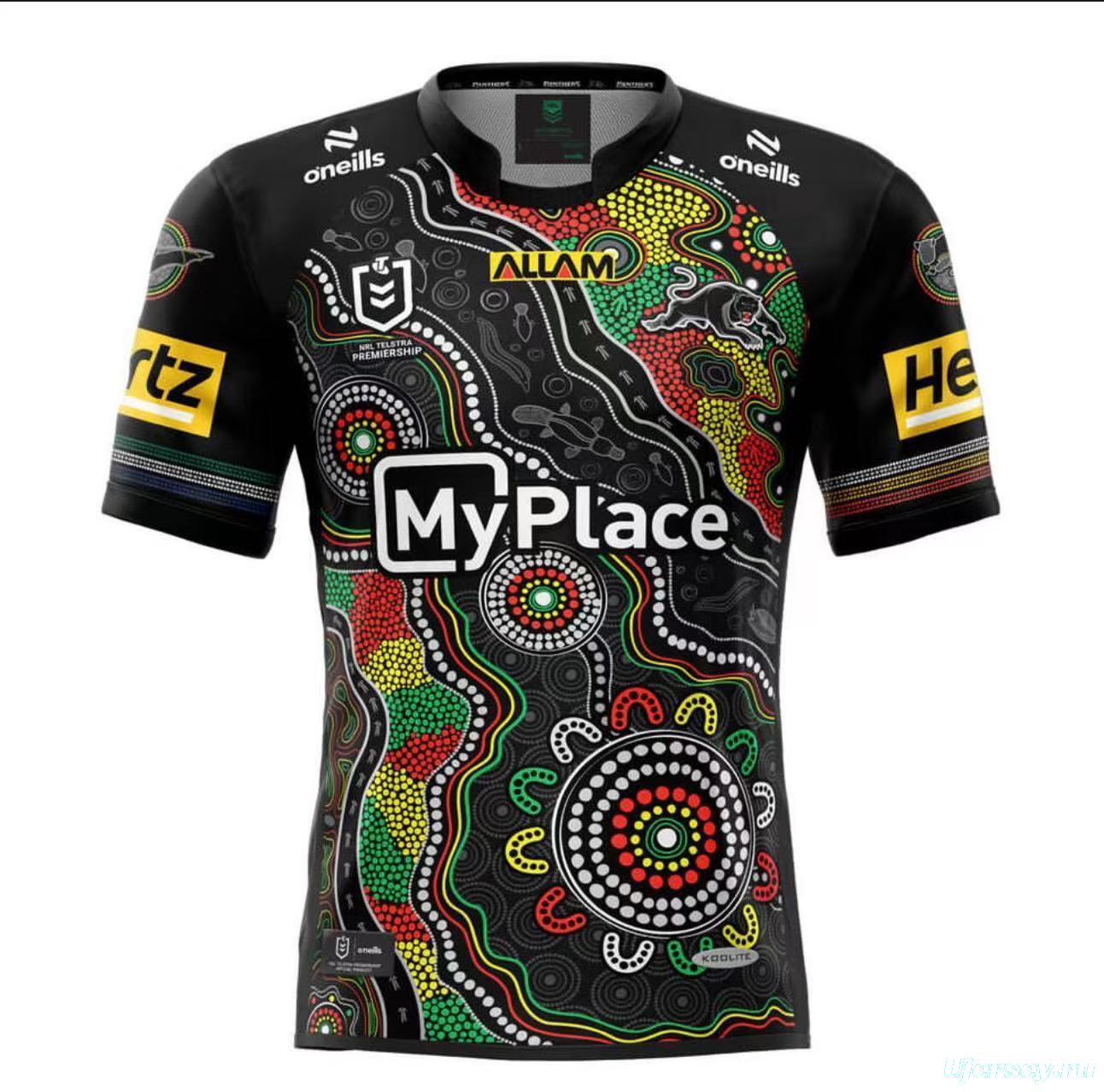 25/26 Penrith Panthers Black with Indigenous Art Design Jersey