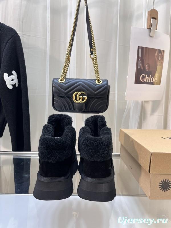 UGG Fluff Yeah Slide Fur Slippers with Chunky Sole - MJ00280
