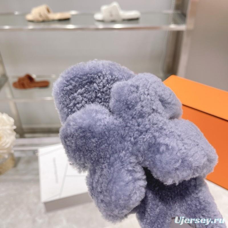 H Teddy Wool H Slippers Flat Sole - LY00240