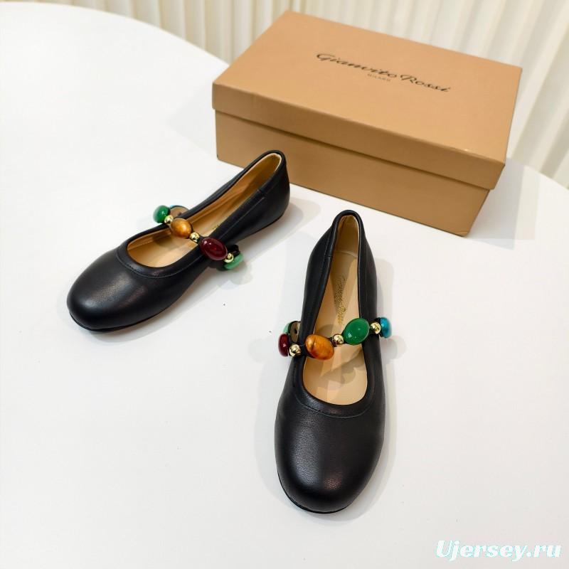 Gianvito Rossi Bohemian Style Turquoise Flat Ballet Shoes - LY00320