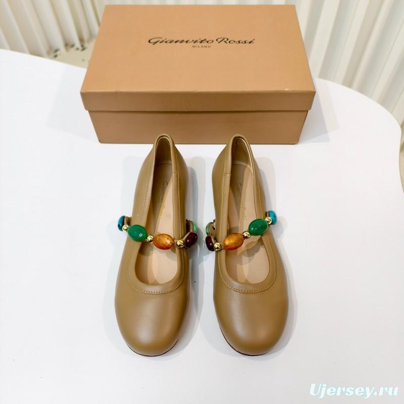 Gianvito Rossi Bohemian Style Turquoise Flat Ballet Shoes - LY00320