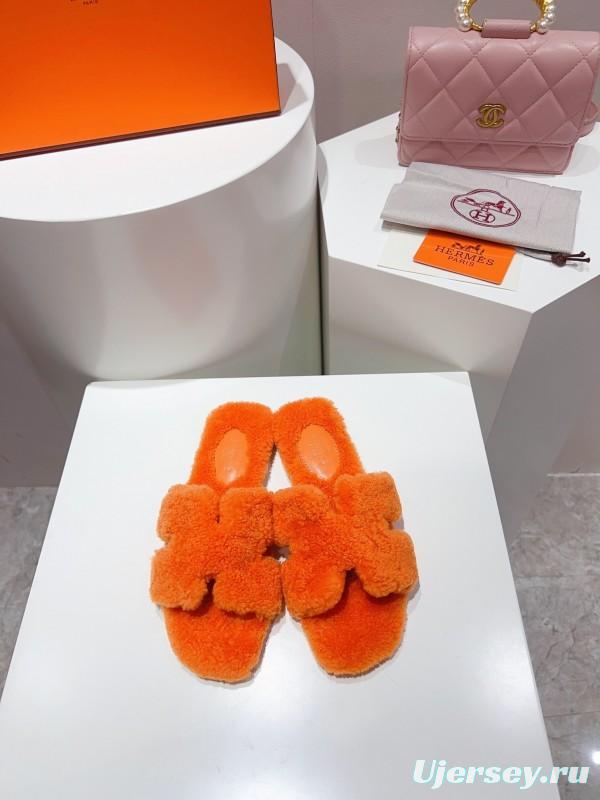 H Teddy Wool H Slippers Flat Sole Winter Edition - LY00240