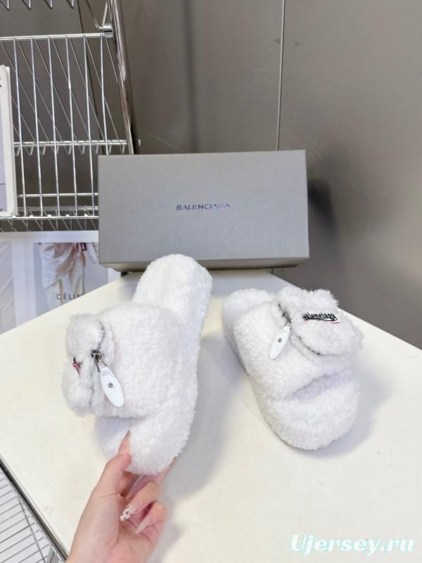 Balenciaga 2025 SS Couple Edition Coca-Cola Fur Slides - KFY00230