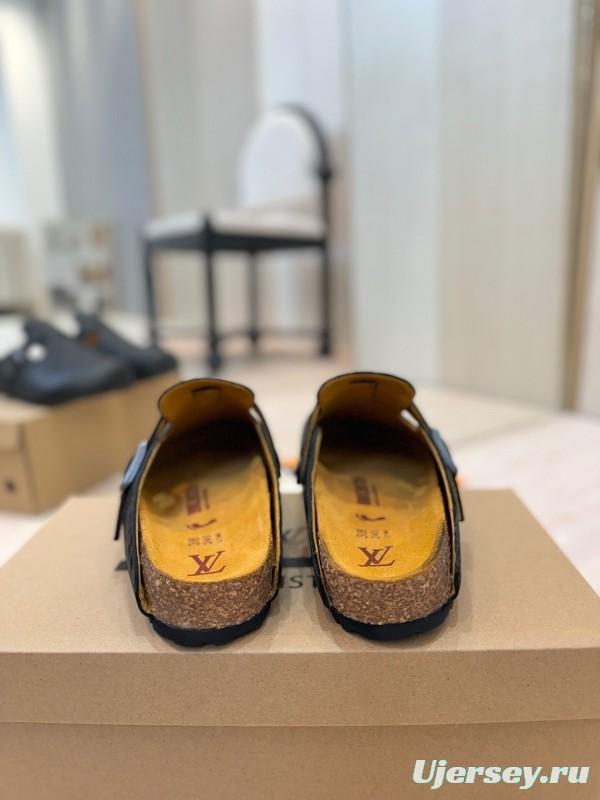 Louis Vuitton Louis Vuitton × BIRKENSTOCK Collaboration Boston Closed-Toe Soft Sole Mule Slippers - KFY00300