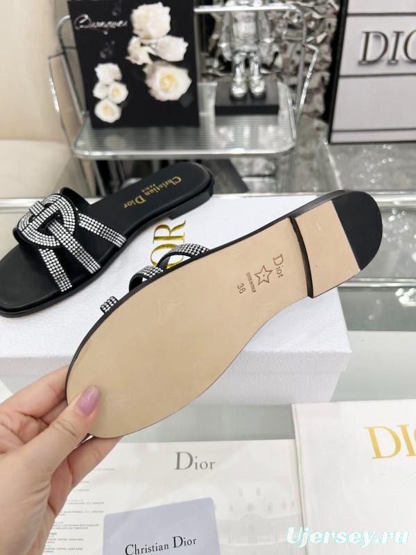 Dior D-Lane Sandals Hollow-out Design with Gold Embellishments - LY00220/LY00260
