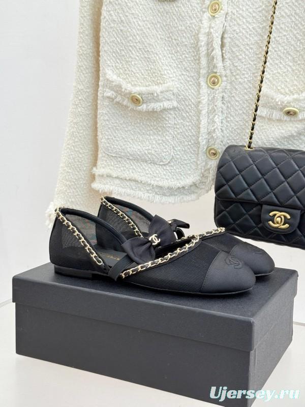 Chanel Spring Summer 2025 Hollow Chain Bow Mary Jane Shoes - KFY00290/KFY00300