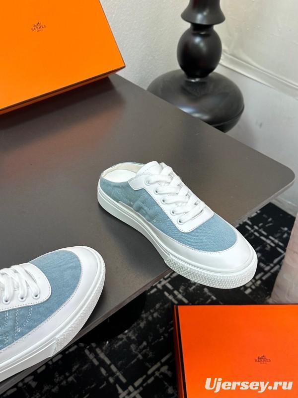 Hermès Deep Series Couple's White Sneakers Casual Skate Shoes - AS00320