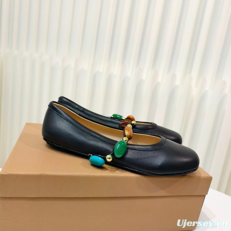 Gianvito Rossi Bohemian Style Turquoise Flat Ballet Shoes - LY00320