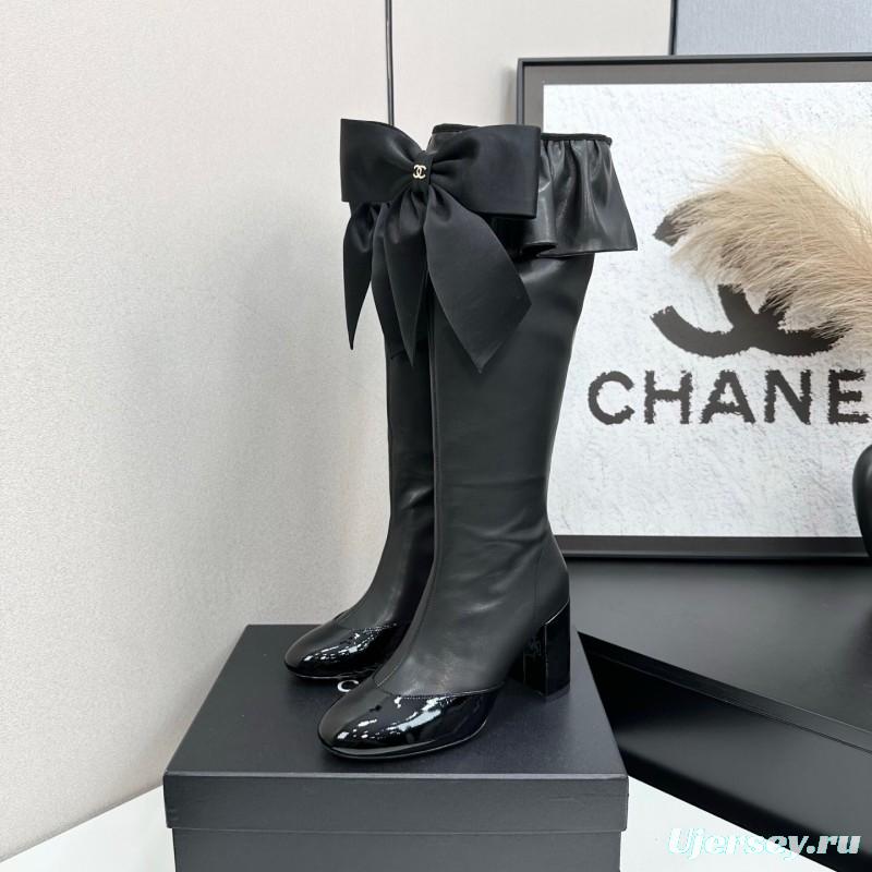 Chanel 2025 SS Bow Detail Block Heel Boots - L Y00600