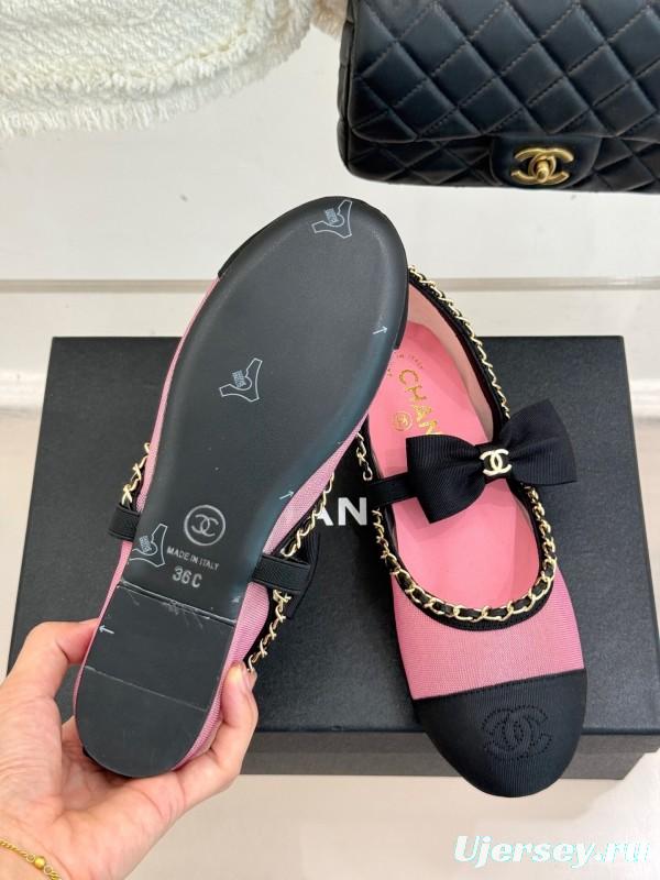 Chanel 2025 SS Hollow Chain Bow Mary Jane Shoes - KFY00290/KFY00300