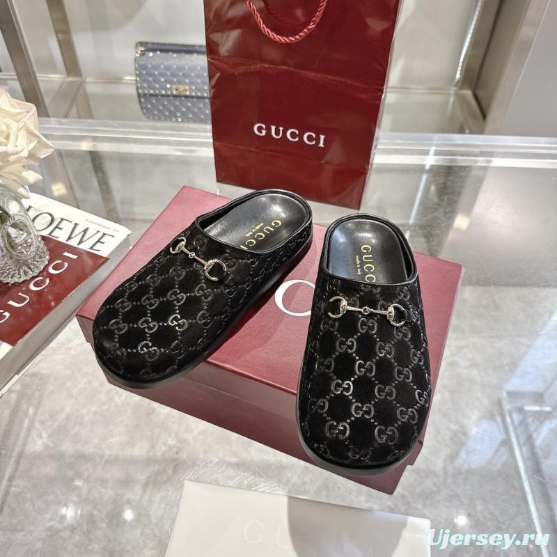 Gucci Camel Suede GG Embossed Horsebit Mule Sandals - LY00240