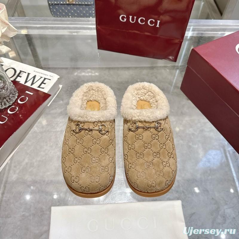 Gucci 2025 SS Autumn Winter New Suede Leather Horsebit Detail Women Wool Loafers - LY00260