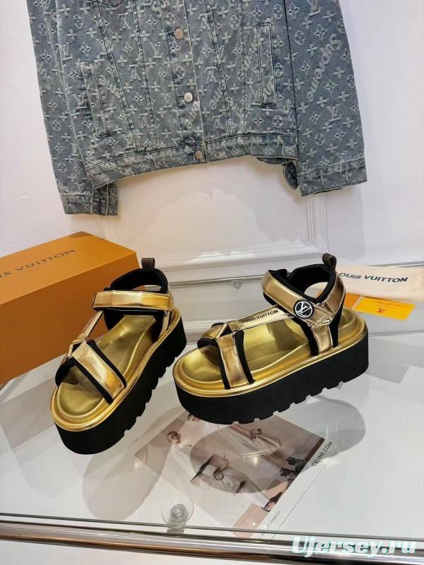 Louis Vuitton 2025/SS Latest High-End Fashion Versatile Sandals with Thick Sole Heightening and Slimming Effect - LY00