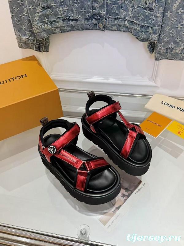 LV 2025/SS Latest High-End Fashion Versatile Sandals with Thick Sole Heightening and Slimming Effect - LY00