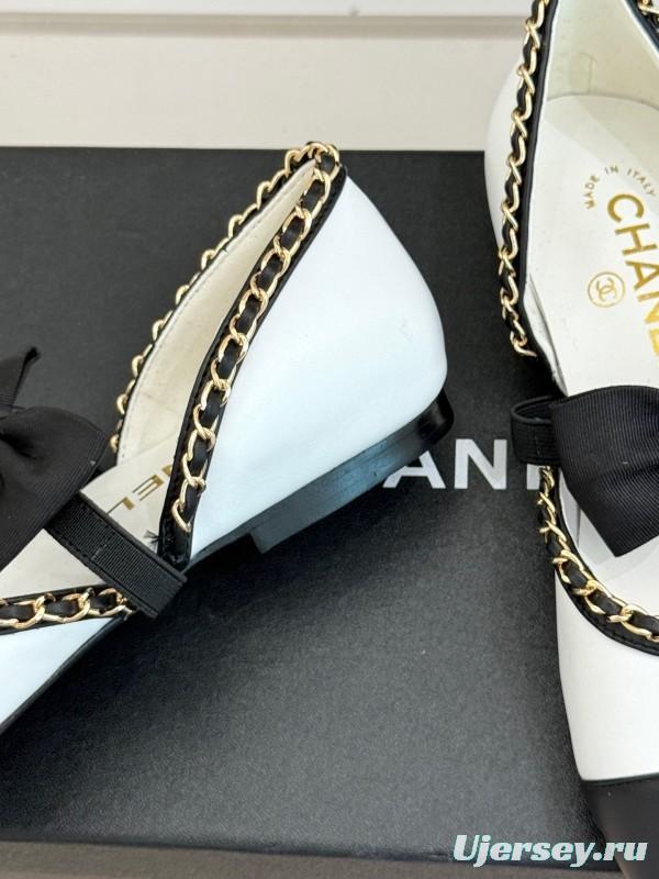 Chanel 2025 SS Hollow Chain Bow Mary Jane Shoes - KFY00290/KFY00300