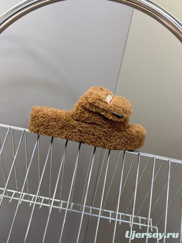 Balenciaga 2025/SS Couple Edition Cola Fur Slippers - KFY00230