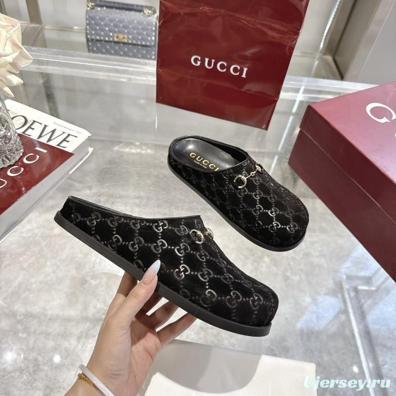 Gucci Camel Suede GG Embossed Horsebit Mule Sandals - LY00240