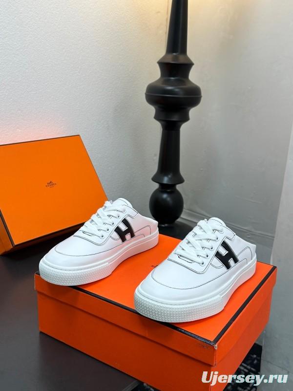 Hermès Deep Series Couple White Sneakers Casual Skate Shoes - AS00320