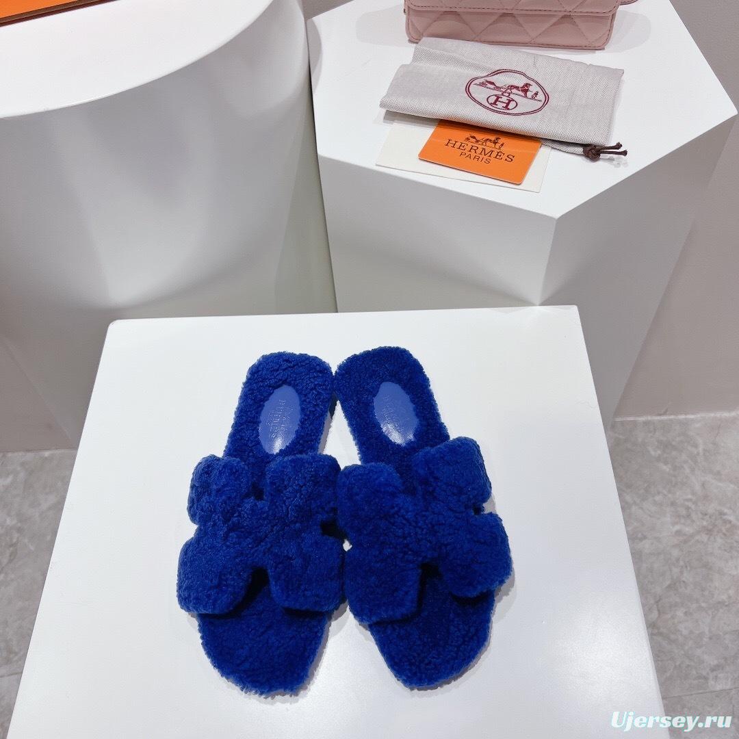 H Teddy Wool H Slippers Flat Sole Winter Edition - LY00240