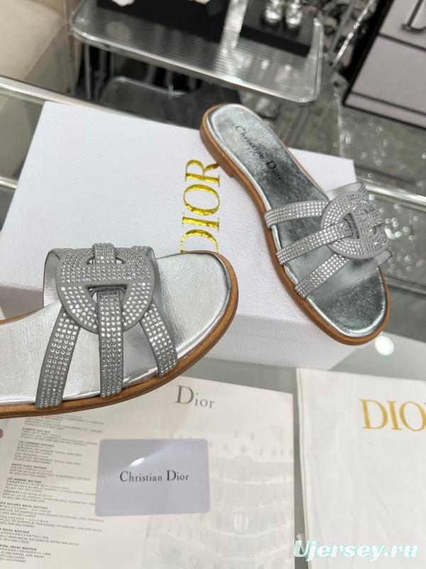 Dior D-Lane Sandals Hollow-out Monogram Flat Slides - LY00220/LY00260