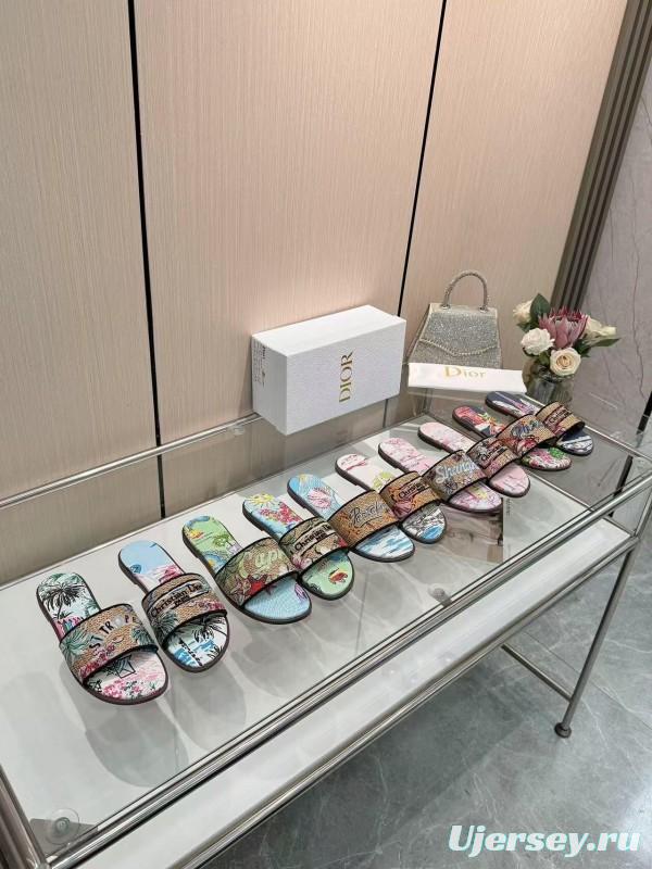 Dior 2025/ss Embroidered Monogram Slippers with Sheepskin Lining - LY00200/LY00240