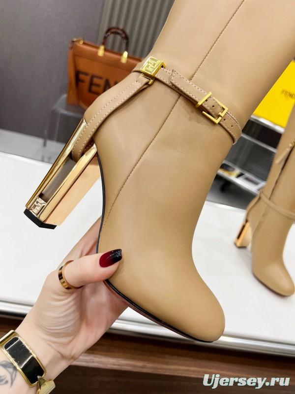 FENDI Delfina Round Toe Boots with FF Buckle - LY00520