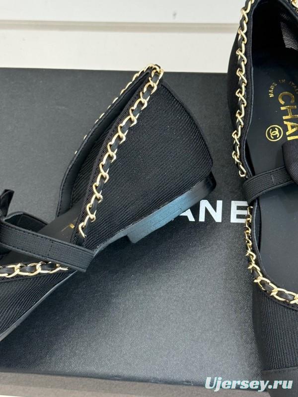 Chanel Spring Summer 2025 Hollow Chain Bow Mary Jane Shoes - KFY00290/KFY00300