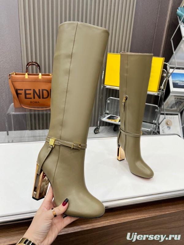 FENDI Delfina Round Toe Boots with FF Buckle - LY00520