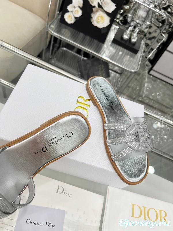 Dior D-Lane Sandals Hollow-out Monogram Flat Slides - LY00220/LY00260