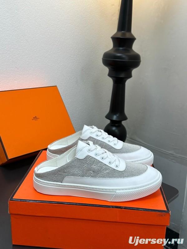 Hermes Deep Series Couple White Sneakers Casual Skate Shoes - AS00320