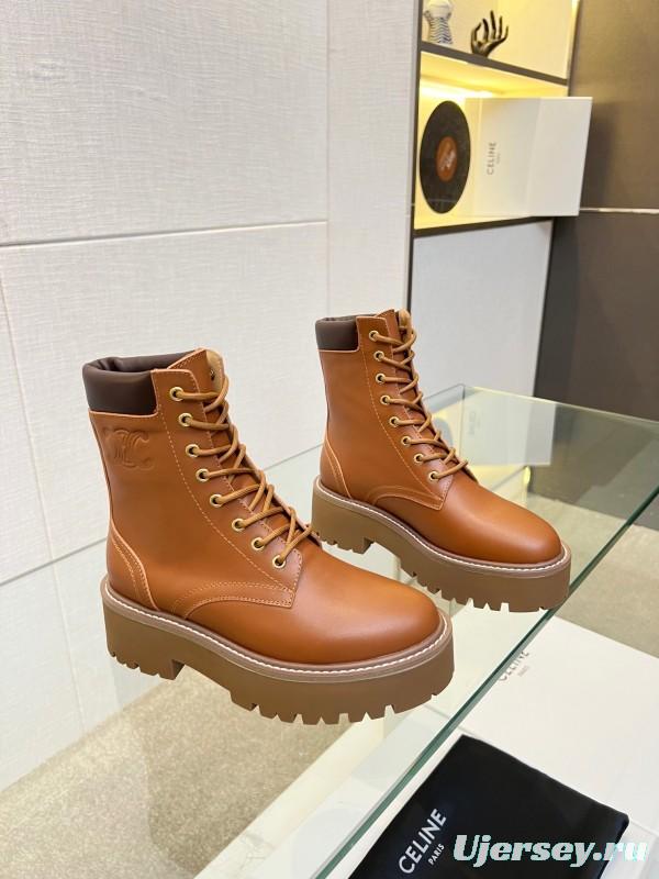 Celine BULKY TRIOMPHE Lace-Up Boots with Calfskin Upper - L Y00340