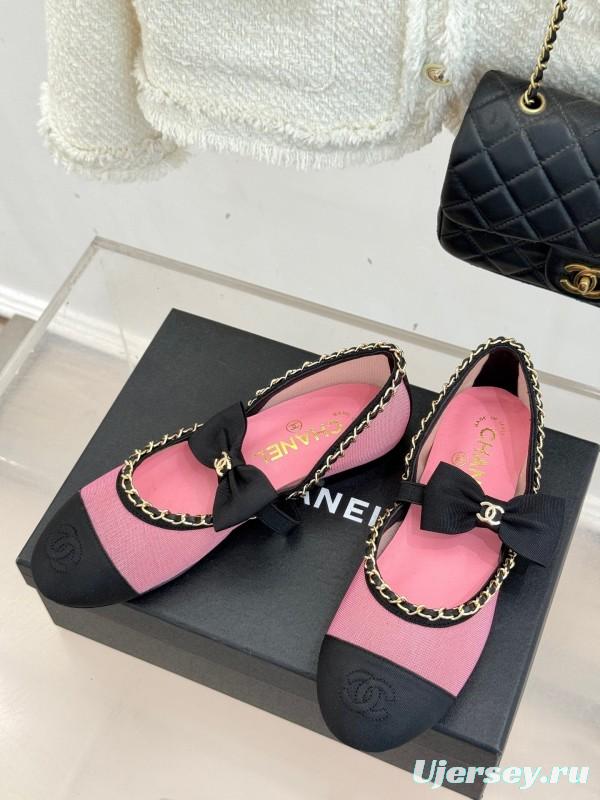 Chanel 2025 SS Hollow Chain Bow Mary Jane Shoes - KFY00290/KFY00300