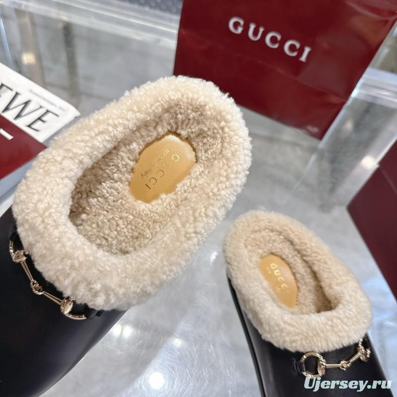Gucci 2025 SS Autumn Winter New Suede Leather Horsebit Detail Women's Wool Loafers - LY00260