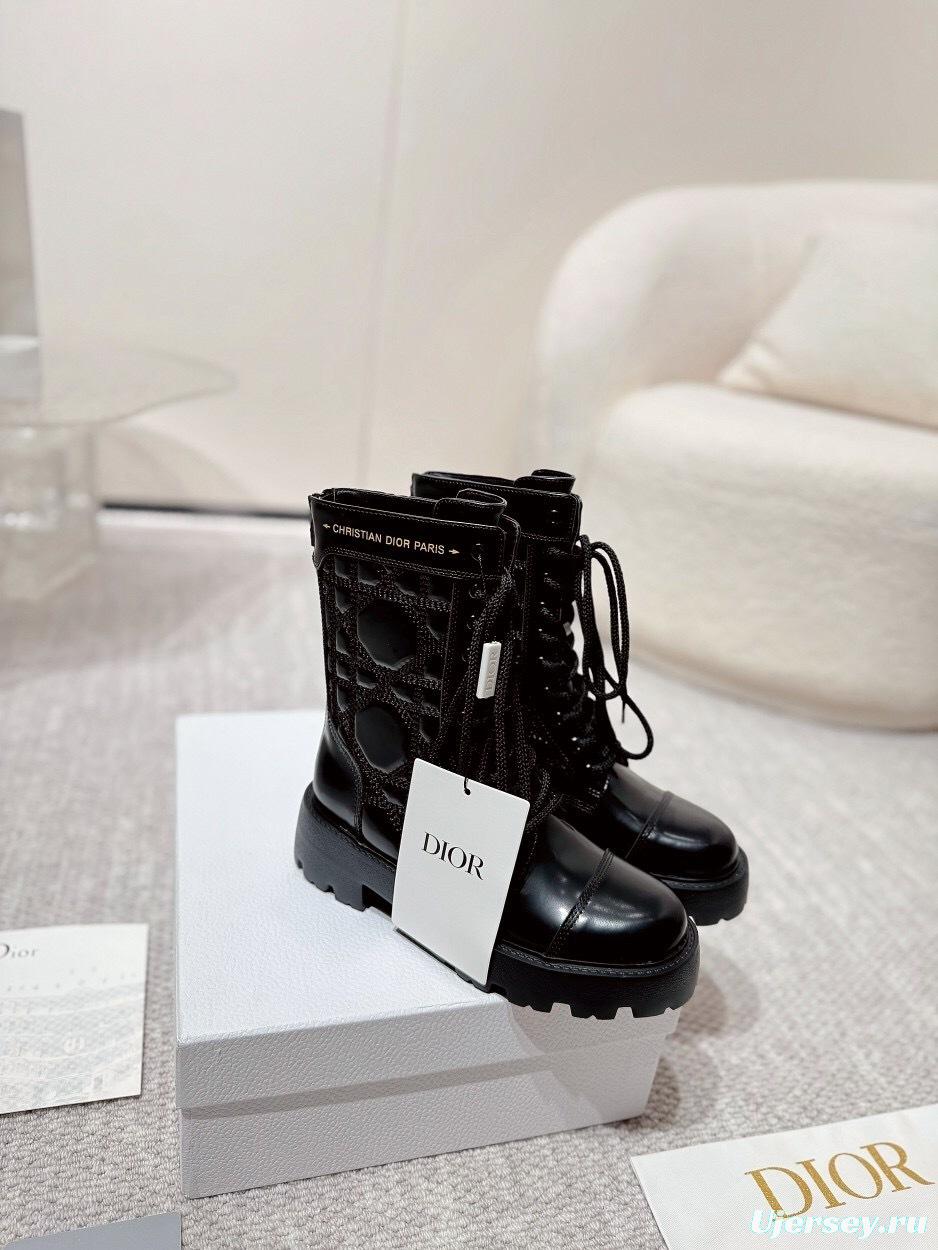 DIOR CHRONO Embroidered Motorcycle Ankle Boots - LY00400