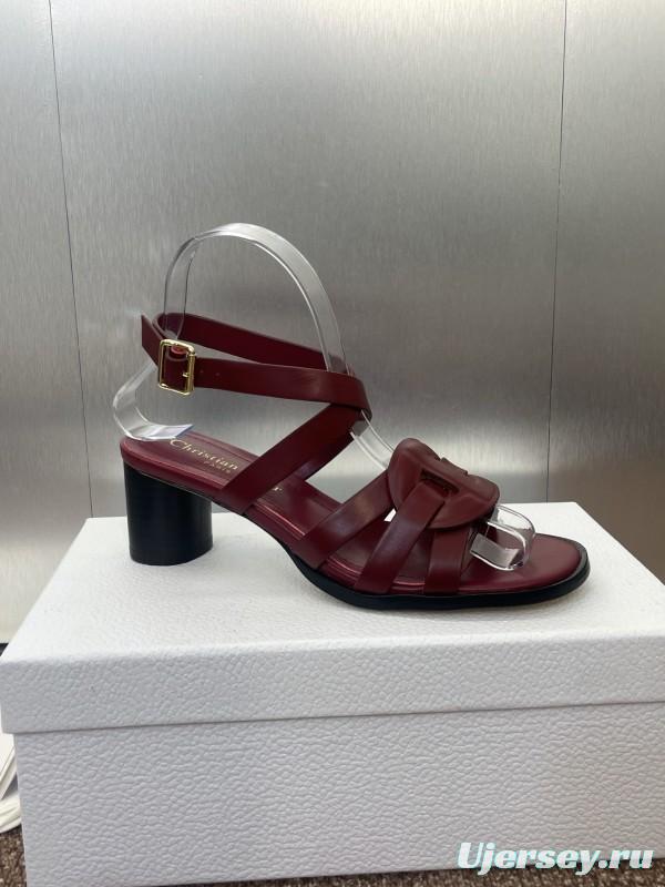 Dior D-Club Jelly Color Hollow Layered Cross Strap Mid Heel Women Shoes - KFY00290