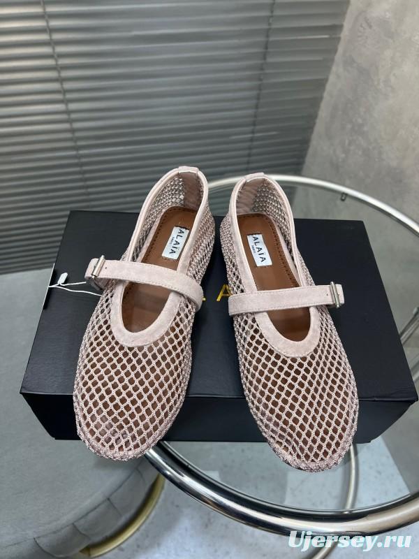 ALAIA 2025 Spring Summer Collection New Color Net Flat Sandals - KFY00270