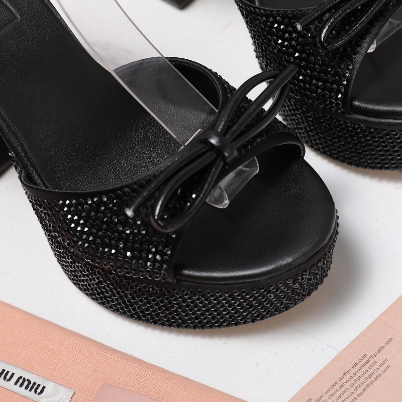 MIUMIU Bling Crystal Sandals with Swarovski Elements - KFY00340