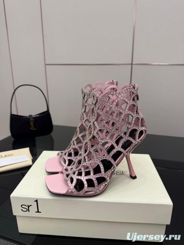 Sergio Rossi Mermaid Sandals 2025 SS Collection Elegant Fishnet High Heels - KFY00470