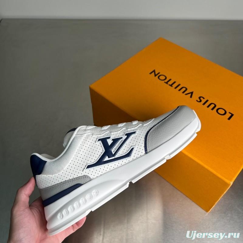 Lv Classic Leather Round Toe Lace-Up Low Top Casual Shoes - YC