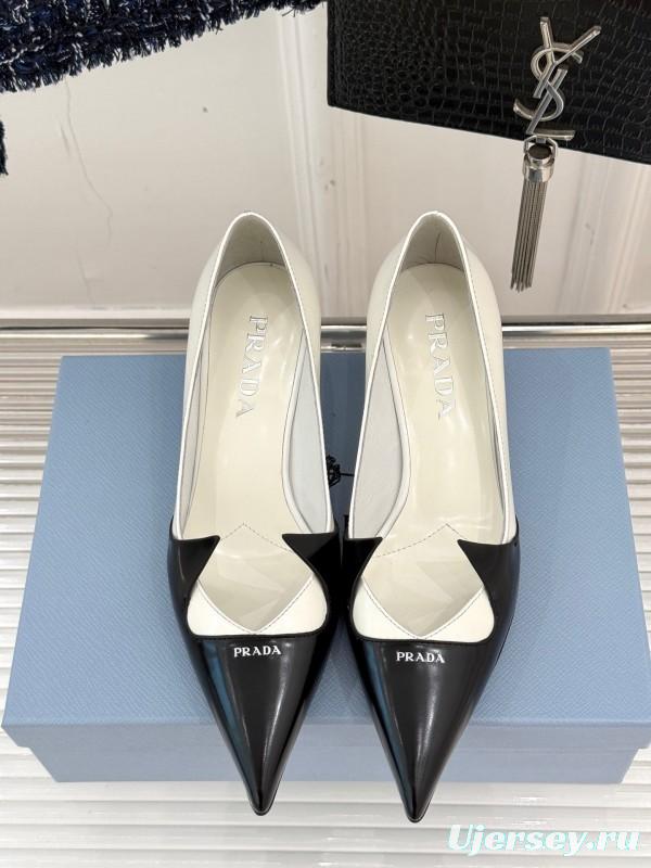 PRADA 2025/SS Catwalk Pointed Toe Kitten Heel Single Shoes - KFY00310