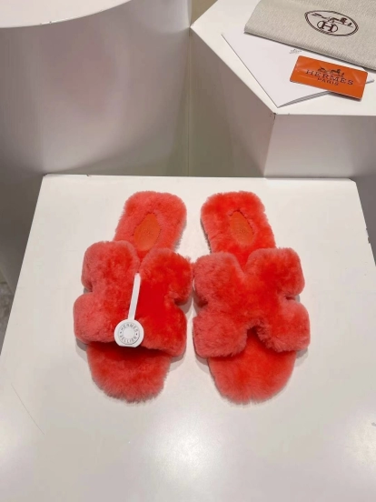 Hermès 2025 SS Love Fur Slippers Flat Sole Autumn Winter Collection - LY00240