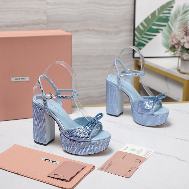 MIUMIU Bling Bling Swarovski Crystal Sandals with 11.5cm Heel - KFY00340