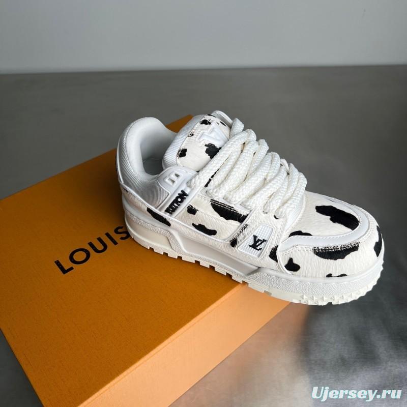 Lv 2025/ss Signature Logo Leather Sneakers - YC