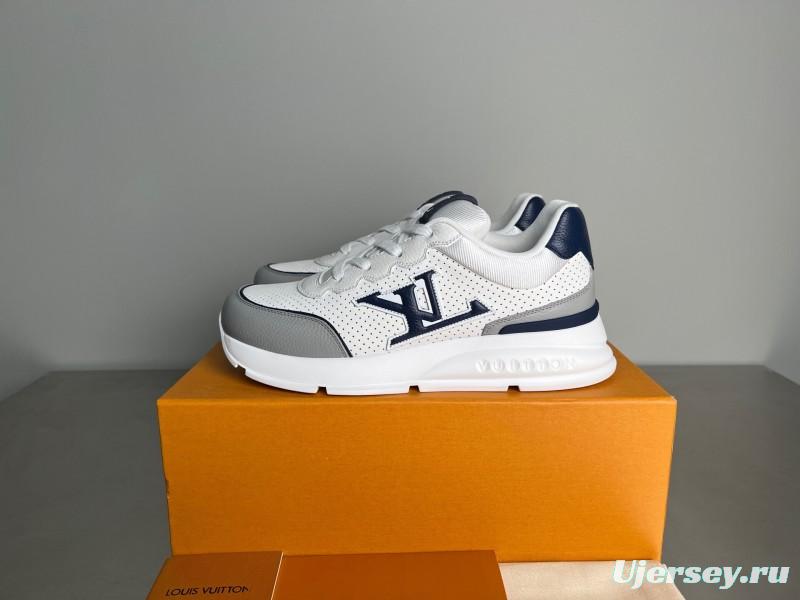 Lv Classic Leather Round Toe Lace-Up Low Top Casual Shoes - YC