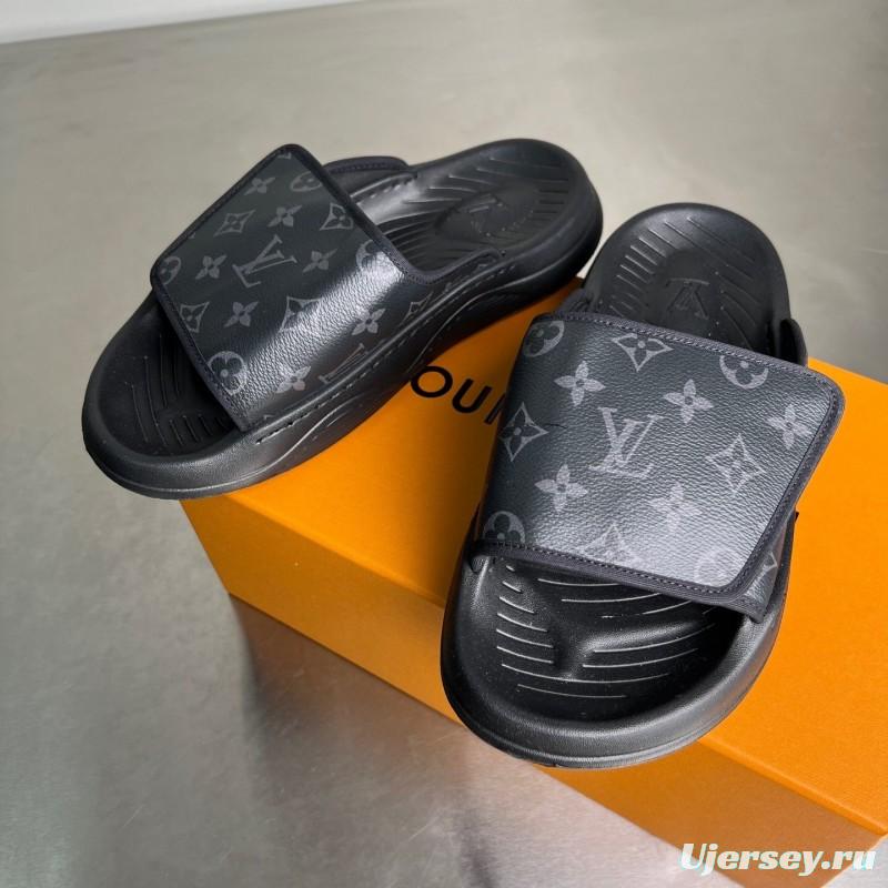 Louis Vuitton Miami Mule Slip-On Sandals with Hook-and-Loop Fastener - YC