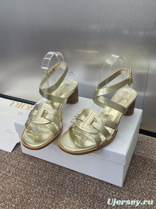 Dior D-Club Jelly Color Hollow Layered Cross Strap Mid Heel Women Shoes - KFY00290