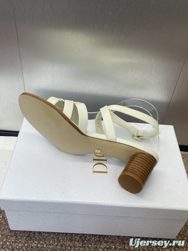 Dior D-Club Jelly Color Hollow Layered Cross Strap Mid Heel Women Shoes - KFY00290